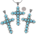 Large Hammered Sterling Silver Turquoise Native American Cross 28593