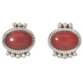 Navajo Coral Silver Stud Earrings 29082