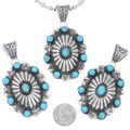 Silver Concho Southwest Turquoise Pendant 24751