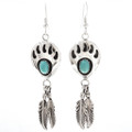 Navajo Turquoise Bear Paw Earrings 27602