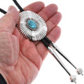 Turquoise Hammered Silver Bolo Tie 29759