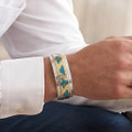 Turquoise Inlay Gold Silver Native American Bracelet 23356