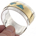 Gold Turquoise Silver Cuff  23356