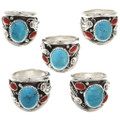 Kingman Turquoise Coral Ring 27411