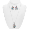 Turquoise Coral Native American Pendant Set 28454