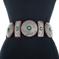 Turquoise Hammered Silver Concho Belt 20165