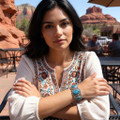 Real Turquoise Cuff Bracelet Womens 20926