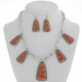 Apple Coral Silver Necklace Set 27768