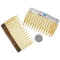 Native American Sterling Turquoise Hair Combs 26798