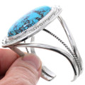 Hammered Silver Cuff Spiderweb Turquoise Bracelet 14621