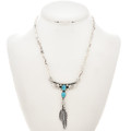 Native American Silver Feather Necklace 28024