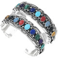 Sterling Silver Southwest Colorful Mixed Gemstone Cuff 29176