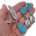 Matching Turquoise Silver Post Dangle Earrings 27559