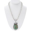 Large Turquoise Silver Pendant with Bead Chain 28678
