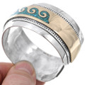 Inlaid Turquoise Wave Pattern Navajo Cuff Southwest Bracelet 13225