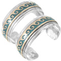 Turquoise Chip Inlay Wave Bracelet Hopi Style Renewal Pattern 13225