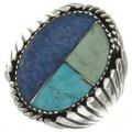 Turquoise Lapis Silver Mens Ring  28605