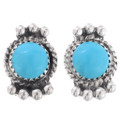 Kingman Turquoise Silver Navajo Earrings 27402