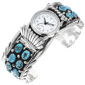 Natural Turquoise Cluster Navajo Watch Cuff 24527