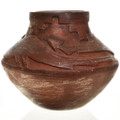 Water Serpent Redware Incised Pottery