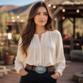 Southwest Turquoise Sterling Silver Belt Buckle 28252