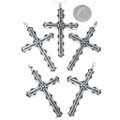 Turquoise Chip Inlay Silver Cross Pendant 29946