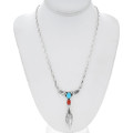 Coral Turquoise Silver Centerpiece Navajo Y Necklace Design 29962