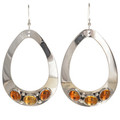 Citrine Silver Teardrop Navajo Earrings 29993