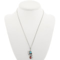 Turquoise Coral Silver Pendant With Chain 29996