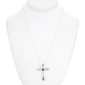 Real Turquoise Coral Sterling Silver Cross Pendant 30100