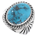 Kingman Turquoise Navajo Sterling Silver Ring 30134
