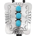 Navajo Turquoise Hammered Silver Bolo Tie 33114