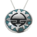 Navajo Sunface Turquoise Inlay Pendant 30754