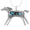 Native American Silver Turquoise Horse Necklace 30783