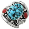 Turquoise Coral Sterling Mens Ring 31325