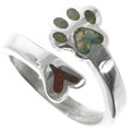 Opal Coral Heart Puppy Paw Ring 32027