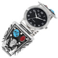 Navajo Turquoise Sterling Silver Buffalo Watch 32170