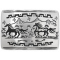 Silver Overlay Horses Belt Buckle 32823