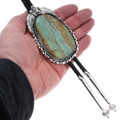 Large Genuine Turquoise Silver Navajo Bolo Tie 33014