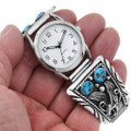 Mens Watch With Traditional Sterling Silver Tips Turquoise Nuggets 33030