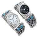 Native American Turquoise Nugget Watch Silver Eagle Design 33030
