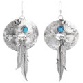 Turquoise Silver Concho Dangle Earrings 33043