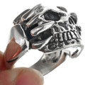 Claw Skull Sterling Silver Mens Ring 33184