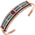 Copper Turquoise Coral Navajo Bracelet 33608