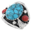 Navajo Gibbsite Turquoise Spiderweb Turquoise Ring 33691