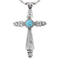 Navajo Turquoise Silver Cross Pendant 33896