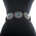 Kingman Turquoise Silver Concho Belt 29646