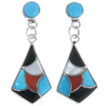 Zuni Turquoise Inlay Earrings 34289