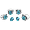 Blue Spiderweb Turquoise Silver Rings 34397
