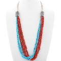 Navajo Natural Turquoise Coral Necklace 34858